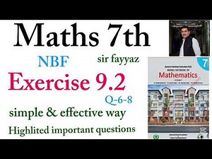Maths class 7th | exercise 9.2 | ex 9.2 | Q-6-8| NBF | unit 9 | Geometry | Sir fayyaz | grade 7
