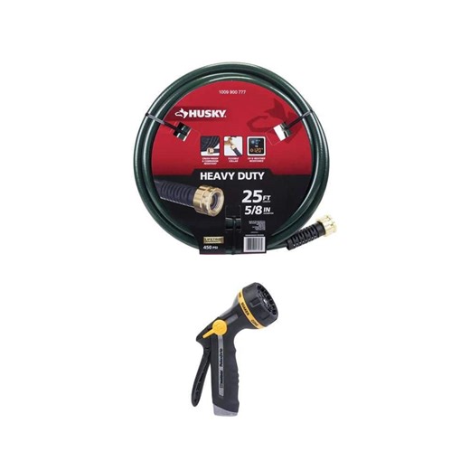 Rear-Trigger 8-Pattern Adjustable Nozzle with 5/8 in. x 25 ft. Heavy-Duty Hose Combo - The Home Depot