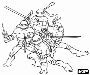 Leo, Mike, Raph, Don, ninja turtles coloring page printable game