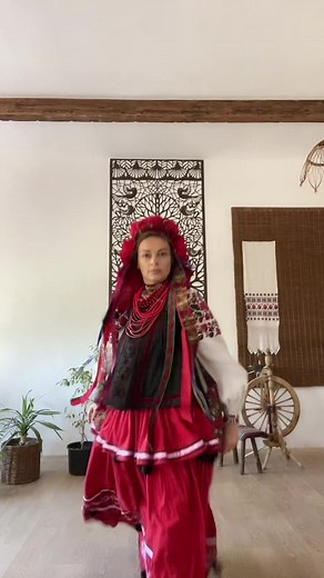 Traditional Ukrainian Fashion Showcase in Modern Setting