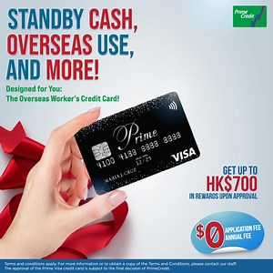 Apply na ng kaisa-isang credit card para sa mga OFW na may instant credit limit na maari mong gamitin agad! Enjoy interest-free purchases, access to standby cash, maari pa gamitin sa ibang bansa, at marami pang iba! Successful applicants can get up to HK$700 in rewards upon approval! 😍 Applying is easy and free! Call our application hotline 2152 7990 or click 👉 [ https://pgems.info/pvgen25FE ] – Application is fast and secure! Terms and Conditions apply. www.primecredit.com/osw/prime-visa | Pr