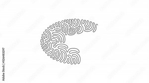 Animated self drawing of continuous line draw shapes, ellipse. Simple line, outline 3d figures icons for ui and ux, website or mobile application. Swirl curl style. Full length single line animation.