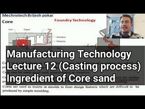 Lecture 12 Core| Ingredient of Core | Casting| Foundry Technology| Mechanical Engg| GTU