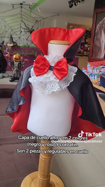 Disfraz de Drácula para tu mascota: Capa y Corbatín