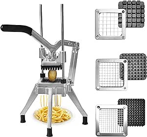 French Fries Cutter Commercial Vegetables Chopper with 1/2-Inch, 3/8-Inch, 1/4-Inch Blades Commercial Restaurant French Fry Cutter for Potato,Radish,Carrots,Tomato