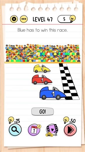 Brain Test : Tricky Puzzles | Level 47 | Blue has to win the race | #braintestsolution #games