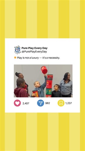 At Pure Play Every Day, we believe that play fuels healthy development, builds strong relationships, and strengthens communities. Through our programs and partnerships, we’re working to make sure every child — and every adult — has the opportunity to experience the power of play.  #PurePlayEveryDay #PowerOfPlay #PlayfulLearning #CommunityThroughPlay #PlayMatters | Pure Play Every Day, Inc. | Facebook