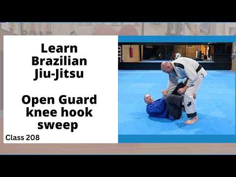 Learn BJJ - Open Guard knee hook sweep - Brazilian jiu-jitsu