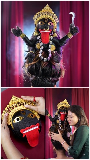 Makeup Artist Riya Hudut Das on Instagram: "Created Maa Kali Murti with hair - my most challenging and emotional creation till now. Every strand tells a story of devotion, patience, and creativity.🙏🖤 Created by - @makeup_artist_riya_hudut Assisted by - @mua_tushar Videography - @supo_0 #kali #kaliidol #kalimurti #diwali #diwalispecial #hair #hairstyle #creativehairstyle"