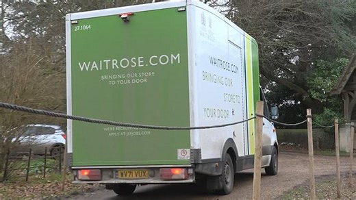 Waitrose van arrives at Wood Farm on the Sandringham Estate