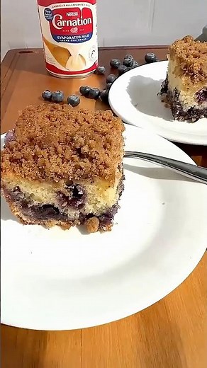 Blueberry lemon coffee cake made extra soft with Carnation Milk ❤️