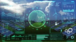 Futuristic Green Energy Interface, Digital interface showcasing green...
