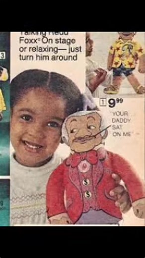 Larry Johnson on Instagram: "The 1977 talking Redd Foxx doll, made by Shindana Toys, was a popular novelty item from the hit show *Sanford and Son*, featuring a pull-string mechanism that activated recorded phrases, often in his iconic Fred Sanford character. Though the voice box frequently failed over time, it was a major Christmas toy that year, sold alongside other celebrity dolls like Jimmy Walker (J.J.). This is from a J.C. Penney catalog."