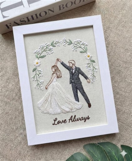Custom Embroidered Wedding Photo Frame, Personalized Wedding Gift for Couple - Etsy