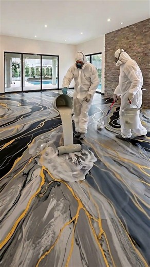 Client wanted a Liquid Gold bedroom floor... 🤯 #epoxyfloor #satisfying