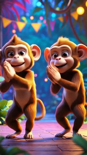 Clapping Monkeys Dance Party 🐒🐒 Cute Cartoon Short #shorts