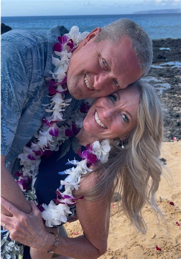 Congratulations to the beautiful couple! Just married on a beach in Maui, Hawaii! #mauiwedding #mauibeachwedding #elopement #justmauied #mauiweddingplanner