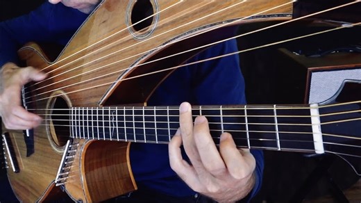 A Moving 20 String Harp Guitar Cover of 'Harvest Moon'