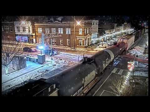 Snowy Train Crossing at Night ❄️🚆 | Real Snowstorm, Bells, Cars & Railway Ambience for Sleep