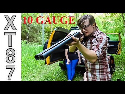 10 Gauge Double Barrel shotgun shooting