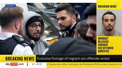 BREAKING: Exclusive Sky News footage shows Algerian sex offender, Brahim Kaddour-Cherif, being arrested after he was mistakenly released from prison. Warning: This video contains swearing. https://trib.al/KaXYVvQ 📺 Sky 501, Virgin 602, Freeview 233 and YouTube | Sky News