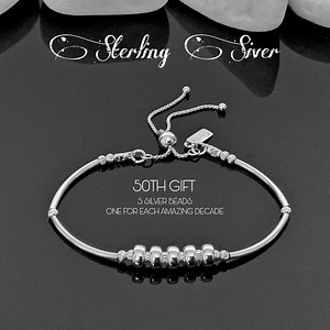 50th Birthday Gift for Women, 50th Bracelet, Sterling Silver Statement Jewelry, for Friend Sister Mum Daughter Idea, Custom Adjustable . - Etsy UK