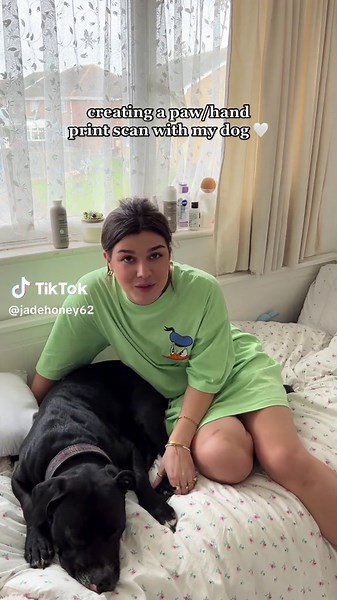 I saw this video today and HAD to recreate with my pup. What a special print to cherish forever & ever 🥹🫶🏼🤍 creating a paw/hand print scan with my dog 🖤 inspo: @N A T S U #pawprintscan #handprints #dogsoftiktok #dailyvlog #wholesome