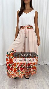 35K views · 238 reactions | The Ezra Pants in Sunset Floral - how gorgeous are these! Lovely and light and super comfy with a really good stretchy waist. We loooove the wide leg. Worn here with the Ophelia Top. x x Shop Pants HERE: vineapparel.com/collections/bottoms/products/ezra-pants Shop Top HERE: vineapparel.com/collections/tops/products/ophelia-top | Vine Apparel | Facebook