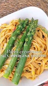 🍝 Creamy pasta with asparagus & tomatoes