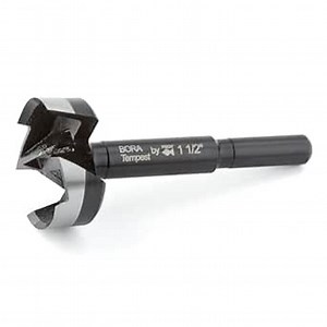 Bora BFB-009782 1-1/2" Dia Tempest Forstner Bit 3-1/2" OAL, Round 3/8" Shank for Wood Drilling Ideal for Cabinet Making and Fine Woodworking Projects