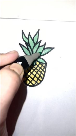 Easy Pineapple Drawing 🍍 | Step by Step Pineapple Art & Coloring #Shorts