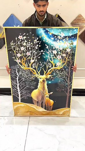 4.5K views · 34 reactions | Bring art to life with LED brilliance! Our LED-enabled crystal paintings are remote-operated and adorned with 3 modes of light, create a captivating ambiance that enhances the beauty of your space. ✨ #ledart #leddecor #CrystalPaintings #crystalart #homedecor #modernart #interiors #decor #painting #interiorxpression #trendingvideo #WallArt #walldecor | Interior Xpressions | Facebook