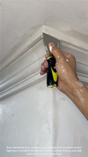 DIY Crown Molding Finishing & LED Strip Light Channel Setup 🏛️✨ #shorts
