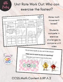 6th Grade Unit Rates | Comparing Workouts & Movement Lesson | Special Education