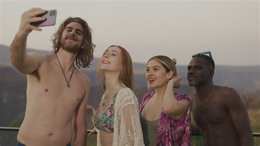 Friends taking a selfie by a pool - Free Stock Video