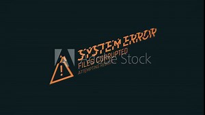 System error message, computer malfunction, hacking attack, security breach. Computer system crash, error message on screen