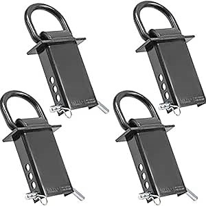 4 Pack Heavy Duty Adjustable Trailer Stake Pocket D Ring w/ 1/2" Hitch Pin, Load Limit 5400 lbs & 4 Holes for Adjustment | Stake Pocket D-Ring Tie Downs Utility for Flatbed Trucks