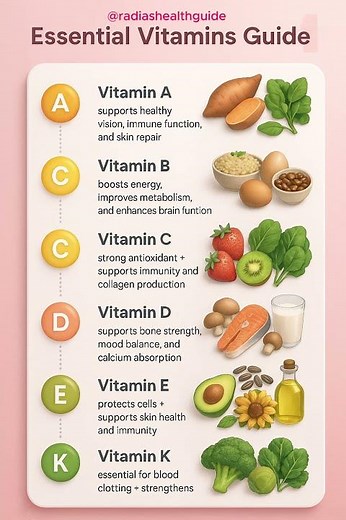 Essential Vitamins Guide | Best Foods for Vitamins A–K + Key Health Benefits #healthyfood #vitamin