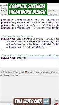 selenium framework development step by step guide | Framework video for beginners