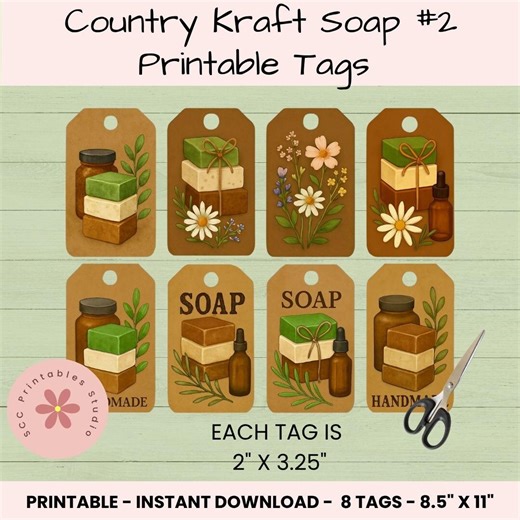 Printable Handmade Soap Tags, Kraft Paper Gift Labels for Small Business Packaging, Handmade Soap Favor Tags - Etsy