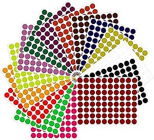 Royal Green Color Coding Labels in 15 Colors Round Stickers, Custom Circle Blank Labels for Easy Organizing Labels, Jars, Supplies, Boxes, Inventory for Office & Home - 15 Sheets, 1/2 Inch, 1200