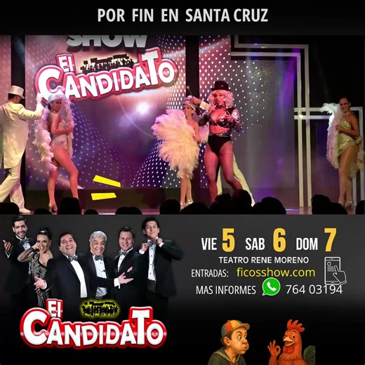 🎉🤩 ¡QUÉ SORPRESA! Lo que NO sorprende 👉 es el 🔝 ÉXITO de Fico’s Show 🎭✨ 🤣 Ven a divertirte como nunca 🙌 y ahora que ya sabes los resultados 📊… ¡prepárate para reír a carcajadas! Con personajes de la actualidad 🕺🎤, risas y aplausos 👏 vivirás los momentos más locos y divertidos del momento. 💥 En Fico’s Show la risa y el buen humor SIEMPRE GANAN 🏆😂 El único que puede perder eres vos… si te quedás sin entradas 🎟️‼️ 📲 Compra YA 👉. ficosshow.com 📍 Teatro Rene Moreno 🗓️ Viernes 05 , 