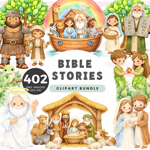 Bible Stories Clipart Bundle, Christian Bible Illustration, Digital Download - Etsy