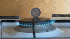 Stop gas use. Gas in Turkey. A view of coing on the gas stove. A concept of stop using natural gas and crisis problems in the world.