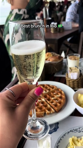 $22 USD for a HUGE basket of pastries, coffee, champagne, waffles, eggs to order, meats and cheeses, fresh fruits WITH A VIEW OF COPACOBANA 🧑‍🍳💋 #RIO #copacobana #brazil