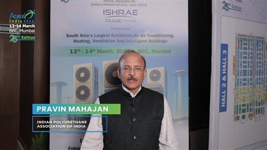 Pravin Mahajan, Indian Polyurethane Association of India, shares why platforms like ACREX India 2026 are critical for industry alignment, material innovation, and cross-sector collaboration. From insulation to energy efficiency, conversations here shape how buildings perform tomorrow. 📍 12–14 March 2026 | BEC, Mumbai 🎟️ Free Visitor Registration: https://tinyurl.com/yc8yzdxp 📲 Stay updated via WhatsApp: https://www.whatsapp.com/channel/0029VbAlRh705MUZ7ryhrX2s #ACREXIndia2026 #ISHRAETradeFair