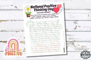 National Positive Thinking Day Writing Prompt | September Holiday Activity | SEL