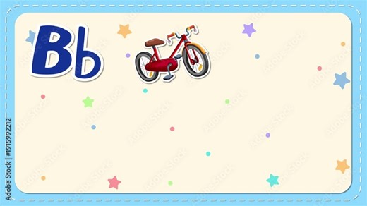Educational Alphabet Animation for the Letter B with Illustrated Vocabulary Words