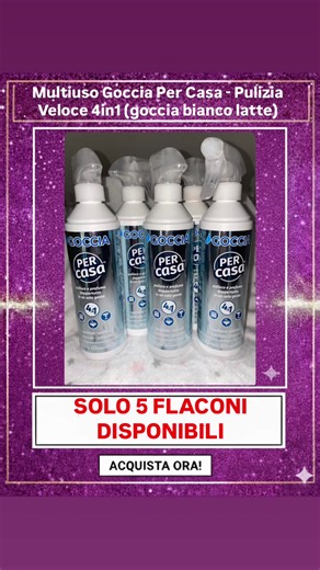🏡 Multiuso Goccia Per Casa - Pulizia Veloce 4in1 Stanco di avere il mobile pieno di prodotti diversi? Con Goccia Per Casa risolvi tutto con un unico spray! 🏠✨È un prodotto fantastico perché lo usi dappertutto: dalla polvere sui mobili alla pulizia del lavello. Oltre a pulire, igienizza e lascia un profumo di pulito che dura ore. Approfittane per fare scorta e risparmiare tempo nelle pulizie quotidiane! #grotte #racalmuto #favara #portoempedocle