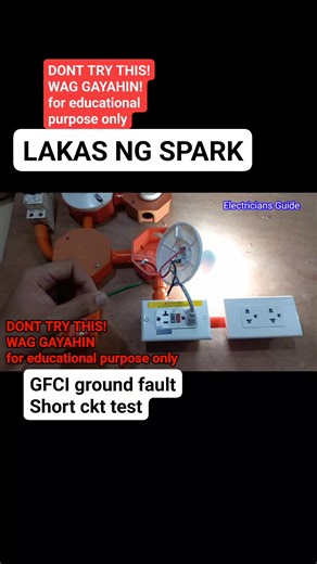 528K views · 3.1K reactions | Lakas ng spark sa gfci outlet testing natin - Short circuit and ground fault test . Don't Try This! its only an illustration and educational purposes. Electrical hazard. Dilikado. #electrician #relay #panelboard #control #light #switch #wiring #outlet #diy #electrical | Electricians Guide | Facebook